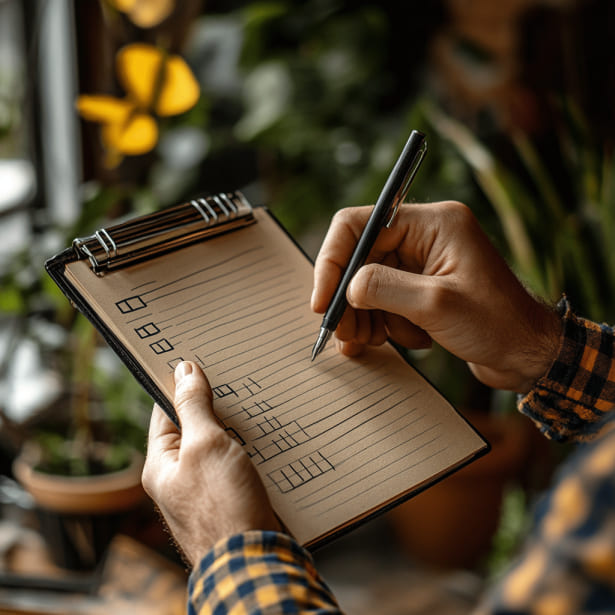 Person completing his todo list items